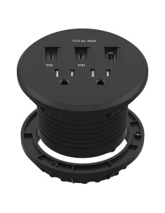 Grommet de Escritorio LIDER PD 65W USB-A y 2 USB-C Negro