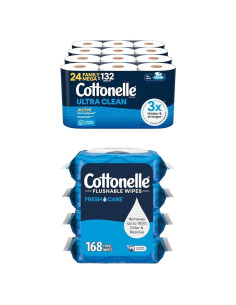Papel Higiénico Cottonelle Ultra Clean 24 Mega Rollos + 168 Toallitas