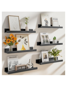 Juego de 6 estantes flotantes Heimlove 40.64 cm negro