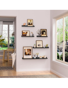 Juego de 6 estantes flotantes Heimlove 40.64 cm negro 2