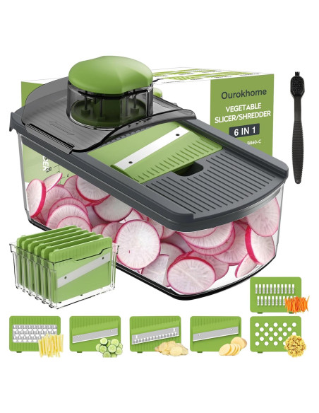 Cortadora de Mandolina Ourokhome 6 Cuchillas Acero Inoxidable