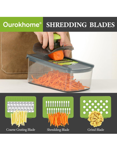 Cortadora de Mandolina Ourokhome 6 Cuchillas Acero Inoxidable