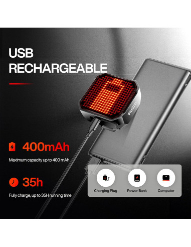 Luz Trasera Inteligente URTOPIA WT28 LED Recargable IP66