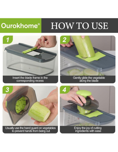 Cortadora de Mandolina Ourokhome 6 Cuchillas Acero Inoxidable