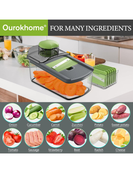 Cortadora de Mandolina Ourokhome 6 Cuchillas Acero Inoxidable