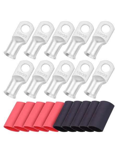 Conectores de Terminal de Anillo iGreely 1/0 AWG Cobre Estañado 10 Pcs