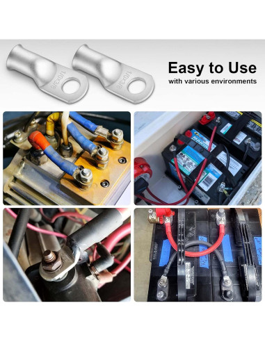 Conectores de Terminal de Anillo iGreely 1/0 AWG Cobre Estañado 10 Pcs