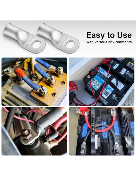 Conectores de Terminal de Anillo iGreely 1/0 AWG Cobre Estañado 10 Pcs