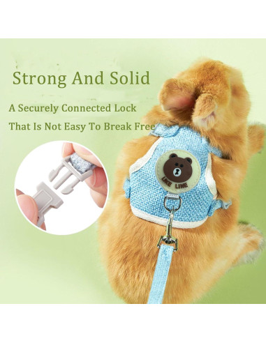 Conjunto Arnés y Correa Ajustable WEWAYKGJ para Conejos Azul
