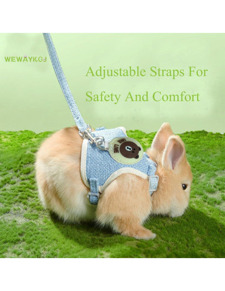Conjunto Arnés y Correa Ajustable WEWAYKGJ para Conejos Azul Conjunto Arnés y Correa Ajustable WEWAYKGJ para Conejos Azul