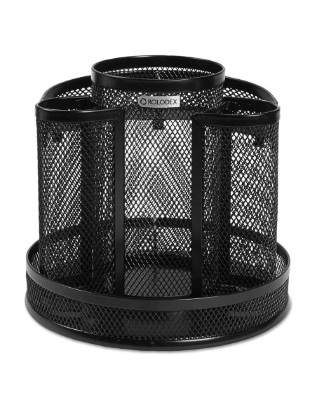 Organizador de Escritorio Rolodex Caddy Giratorio Metal Negro 16.5 cm