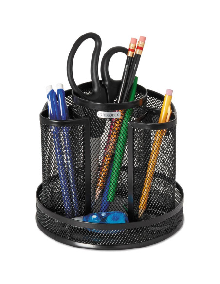Organizador de Escritorio Rolodex Caddy Giratorio Metal Negro 16.5 cm