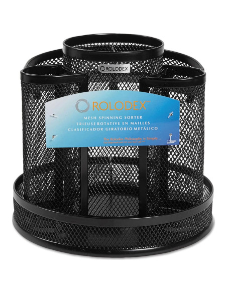 Organizador de Escritorio Rolodex Caddy Giratorio Metal Negro 16.5 cm