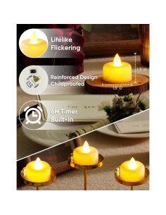 Paquete de 12 Velas LED Marfil con Temporizador 6H 2