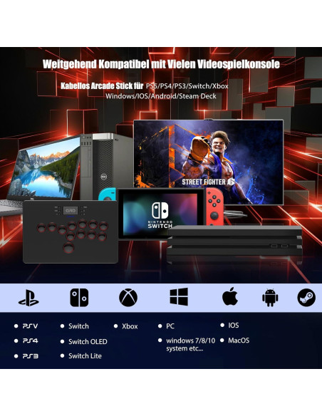 Controlador de Arcade Inalámbrico QRD Maestro S3 con Tapas Coloridas