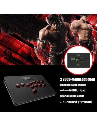 Controlador de Arcade Inalámbrico QRD Maestro S3 con Tapas Coloridas