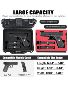 Caja de pistola TSA Kinghardcase para 2 Glock impermeable 2