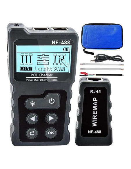 Probador de Cable de Red NF-488 ZHOUCE CAT5 CAT6 POE