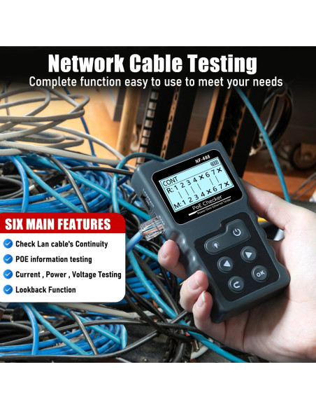 Probador de Cable de Red NF-488 ZHOUCE CAT5 CAT6 POE