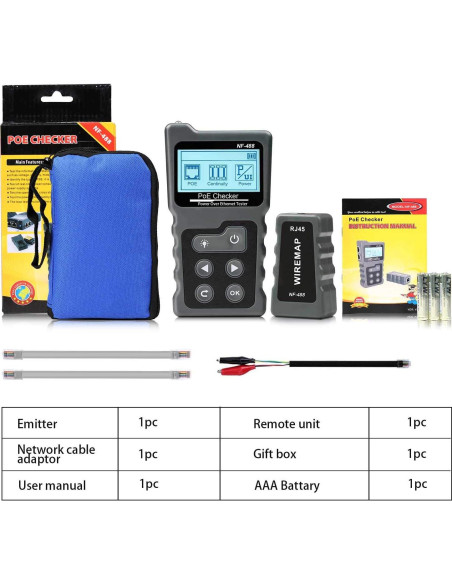 Probador de Cable de Red NF-488 ZHOUCE CAT5 CAT6 POE