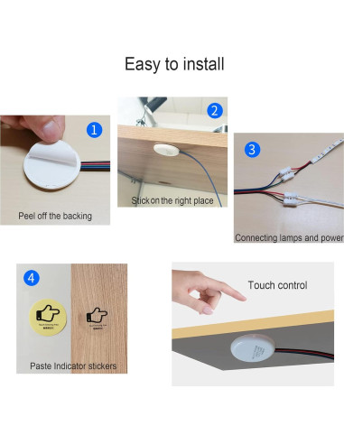 Interruptor Táctil LED Oculto Yogcow 12V 72W Control Inteligente