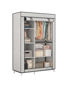 Armario Portátil Calmootey con 6 Estantes y Barra Colgante