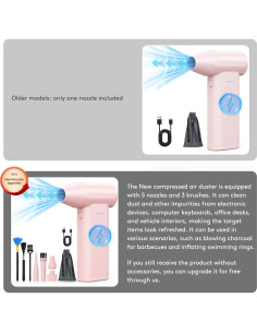 Soplador de Aire Comprimido FourQ F4001 Rosa 130000 RPM 2