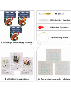 Kit de Bordado para Principiantes Maydear con Aro y Patrones 2