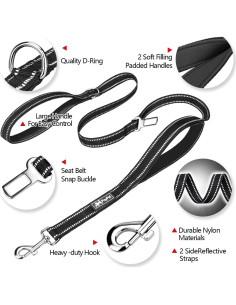 Correa para Perros PoyPet 1.52m Reflectante 3M con 2 Mangos 2