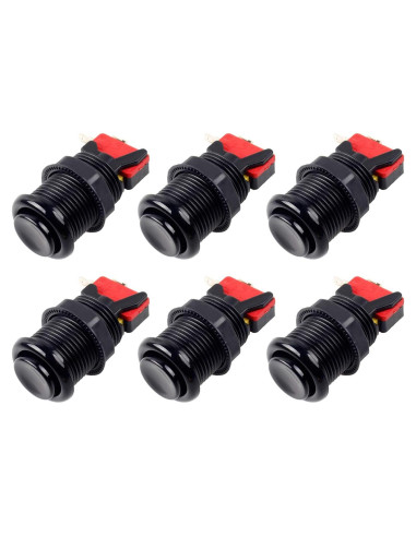 Botones de Arcade EG STARTS 30mm Tipo Happ 6 Piezas Negro