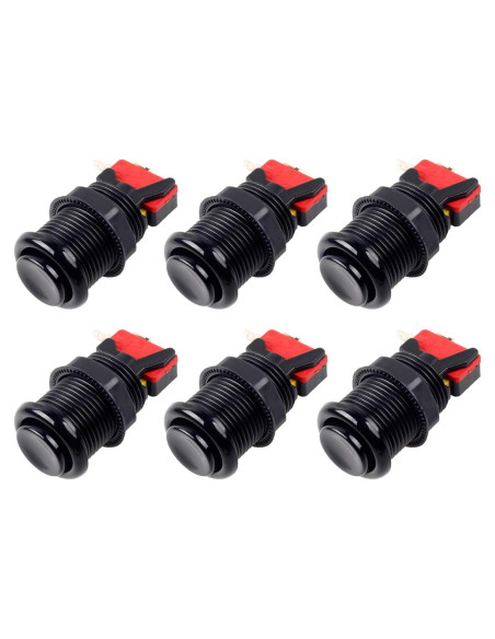 Botones de Arcade EG STARTS 30mm Tipo Happ 6 Piezas Negro