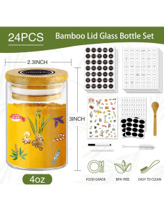 Tarros de Especias SLifeJars 24 pcs 118 ml con Etiquetas 2