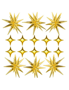 Kit de Globos de Foil Estrella Dorada - 16 Piezas para Fiestas