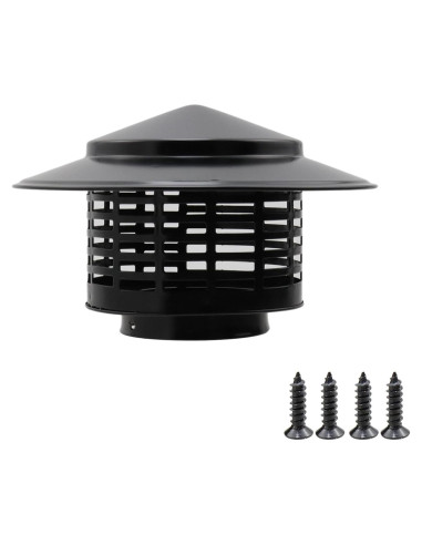 T Tulead Tapa de Chimenea Redonda 75mm Acero Inoxidable Negra