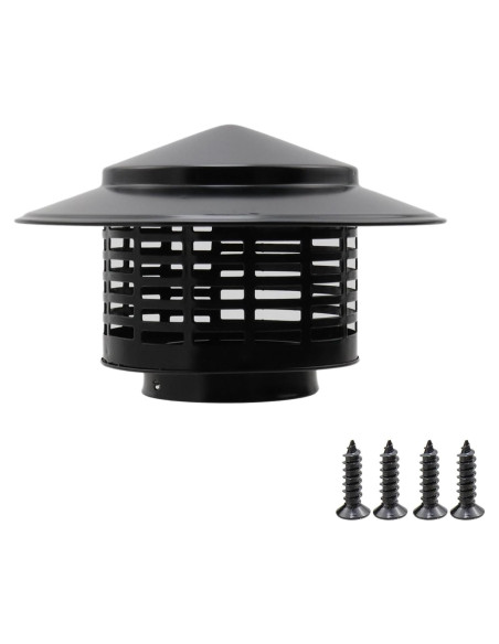 T Tulead Tapa de Chimenea Redonda 75mm Acero Inoxidable Negra