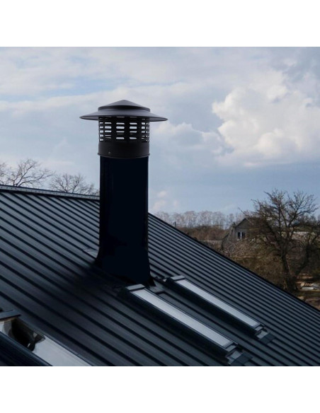 T Tulead Tapa de Chimenea Redonda 75mm Acero Inoxidable Negra