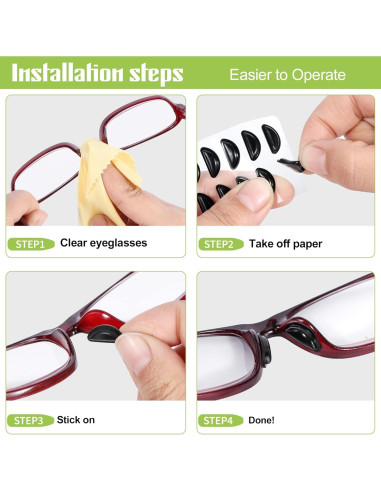 Almohadillas de Silicona para Gafas Gdnmpat - 10 Pares Negras