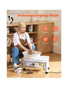 Rueda de Alfarería Vevor 25 cm 350W con Pedal y Cuenca Desmontable 2
