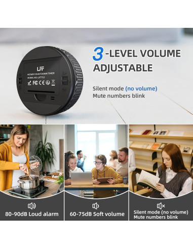 Temporizador Digital LFF Magnético con Pantalla LED 3" Negro