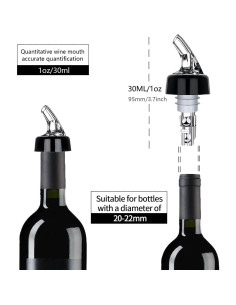 Vertedor Automático Medido Aimery 1 oz Set de 4 para Vino 2