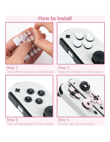 Conjunto de Tapas de Botones GeekShare para Switch - Calavera Rosa