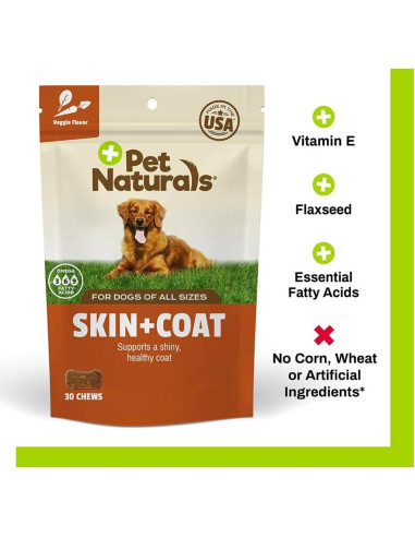 Pet Naturals Suplemento para Perros Piel y Abrigo 30 Masticables