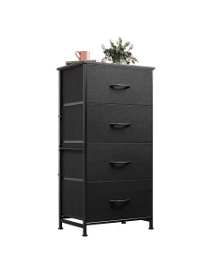 Cajonera WLIVE 4 Cajones Estructura Acero y Madera Negra