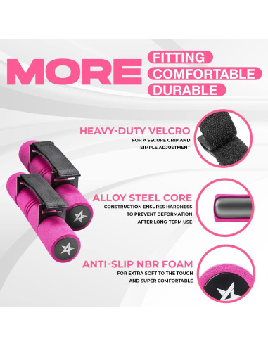 Pesas de Mano Ajustables Yes4All 0.91kg Rosa - Antideslizante