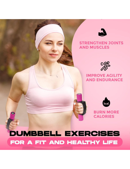 Pesas de Mano Ajustables Yes4All 0.91kg Rosa - Antideslizante