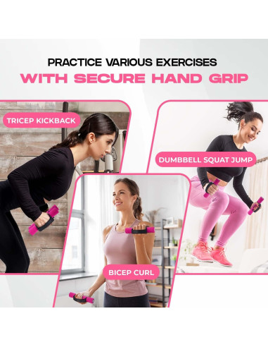 Pesas de Mano Ajustables Yes4All 0.91kg Rosa - Antideslizante