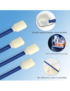 Hisopos de Espuma Wellgler 130mm Sin Pelusa 50pcs Azul Marino 2