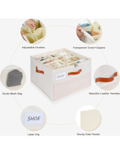 Organizador de Zapatos HOMICKER Beige Plegable 2 Paquetes 2