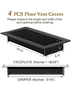 4 PCS Rejillas de Piso 10x25 cm Essenya, Metal a Prueba de Óxido 2