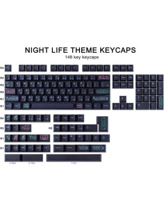 Juego de Teclas PBT JOMKIZ 148 Teclas Perfil Cherry Negro 2